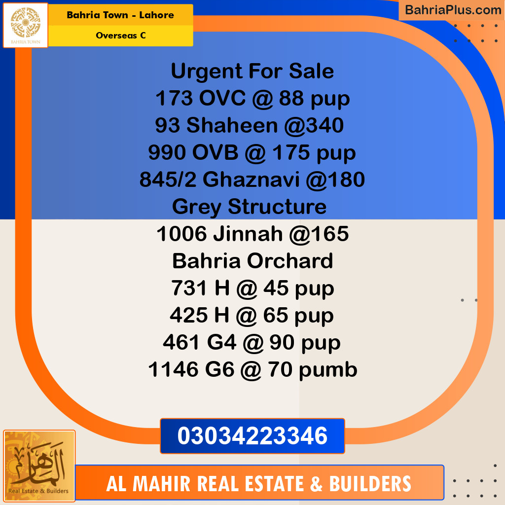 Residential Plot for Sale in Overseas C -  Bahria Town, Lahore - (BP-283515)