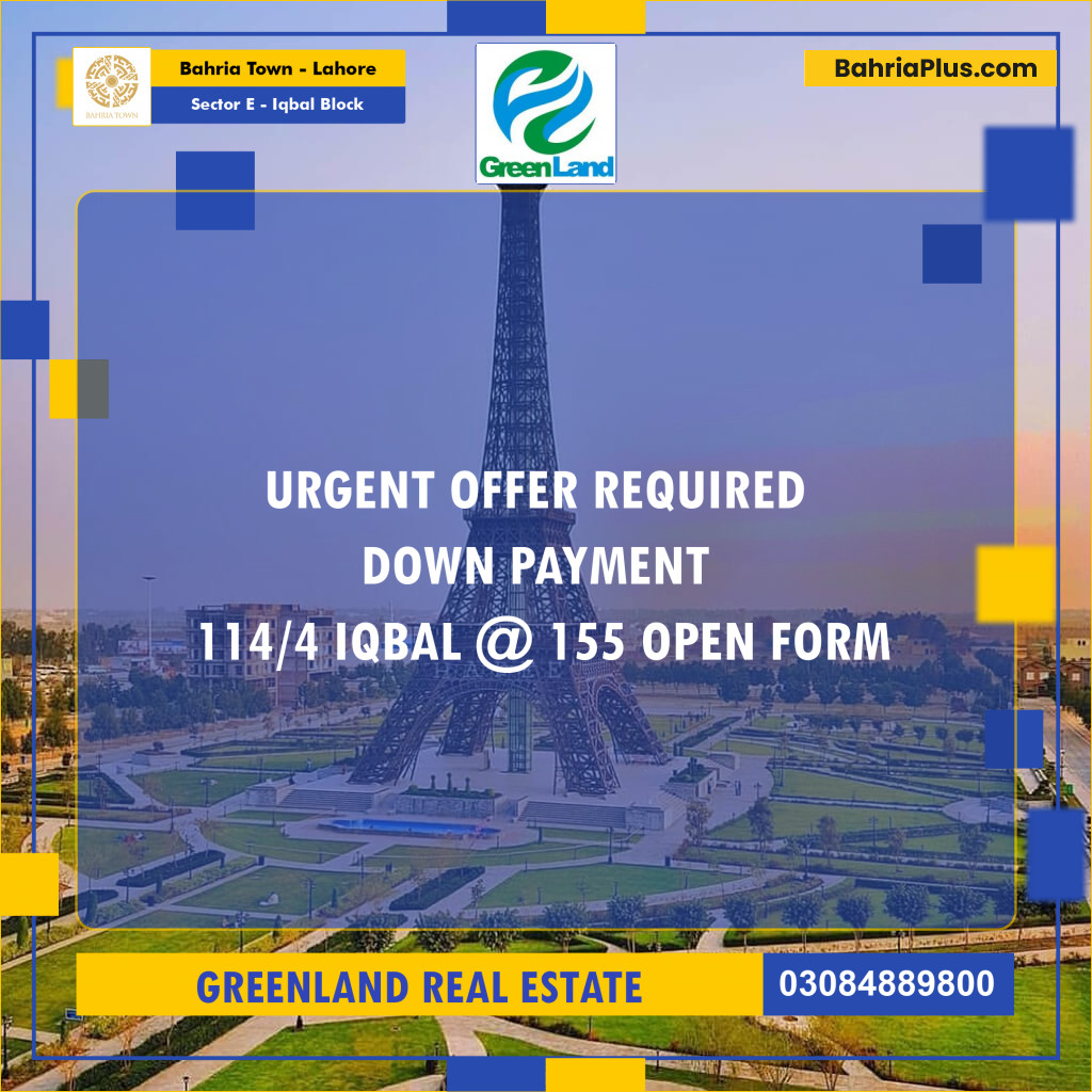 10 Marla Residential Plot for Sale in Sector E - Iqbal Block -  Bahria Town, Lahore - (BP-283523)