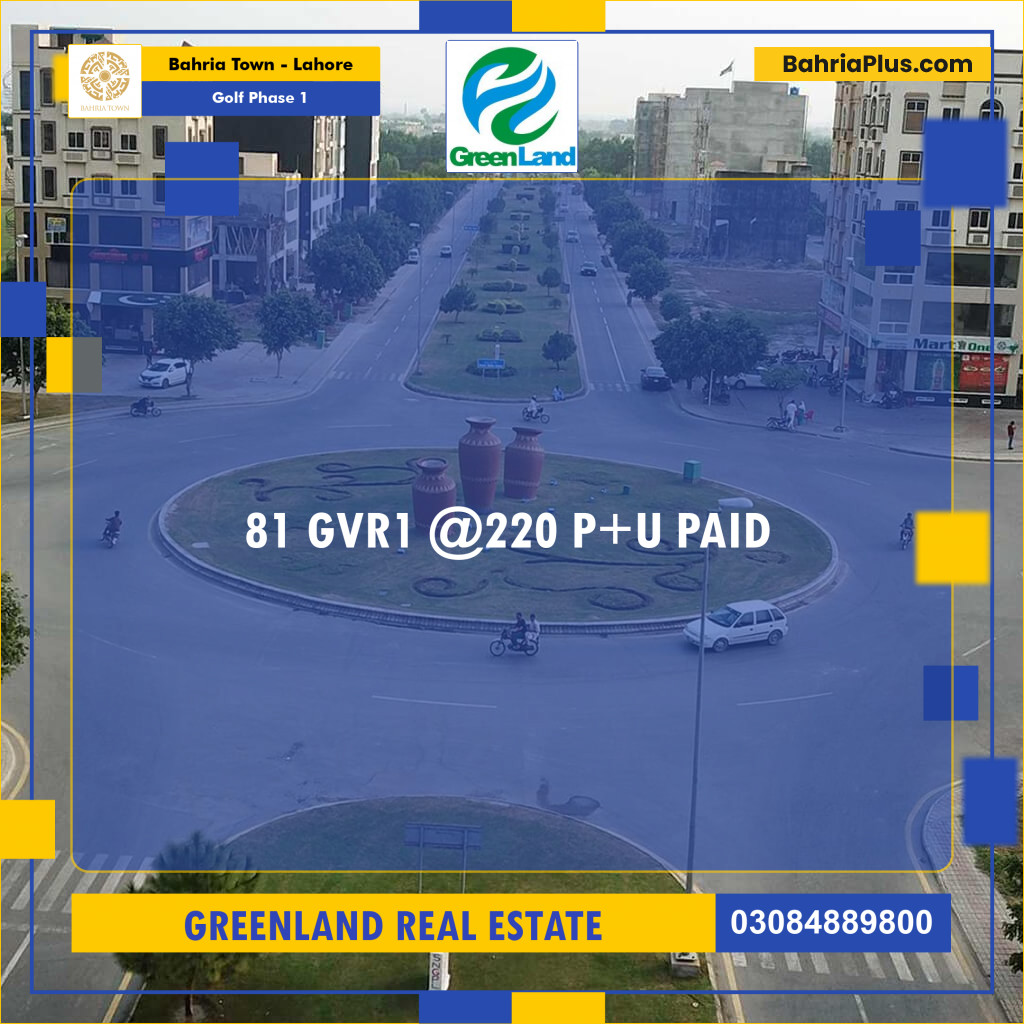 20 Marla Residential Plot for Sale in Golf Phase 1 -  Bahria Town, Lahore - (BP-283525)
