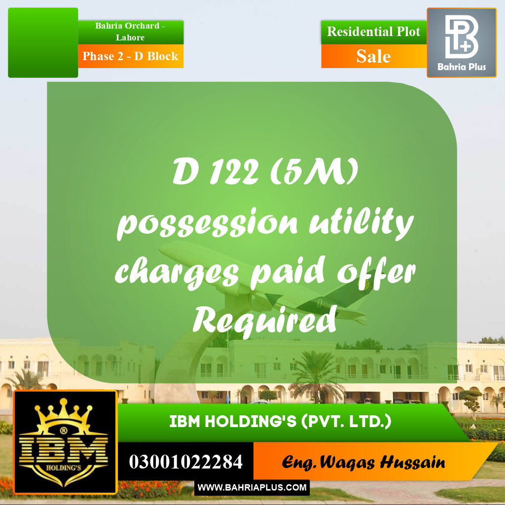 5 Marla Residential Plot for Sale in Phase 2 - D Block -  Bahria Orchard, Lahore - (BP-283528)
