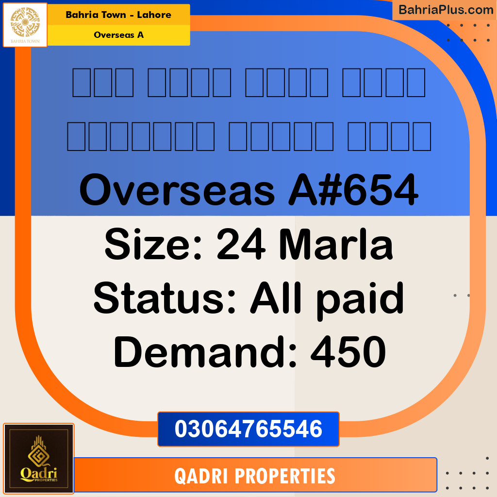 1 Kanal Residential Plot for Sale in Overseas A -  Bahria Town, Lahore - (BP-283539)