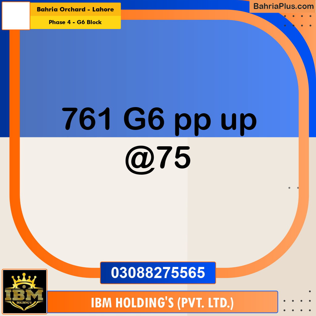 10 Marla Residential Plot for Sale in Phase 4 - G6 Block -  Bahria Orchard, Lahore - (BP-283551)