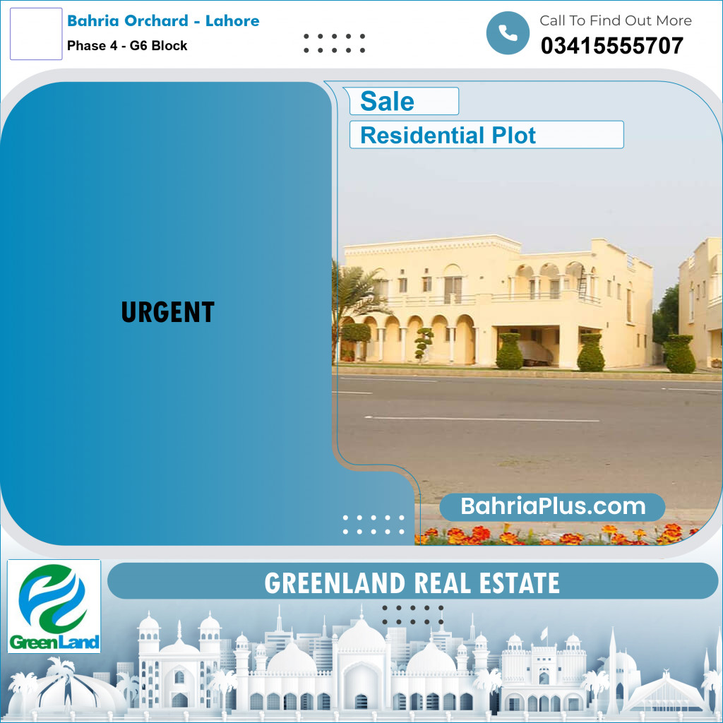 10 Marla Residential Plot for Sale in Phase 4 - G6 Block -  Bahria Orchard, Lahore - (BP-283562)