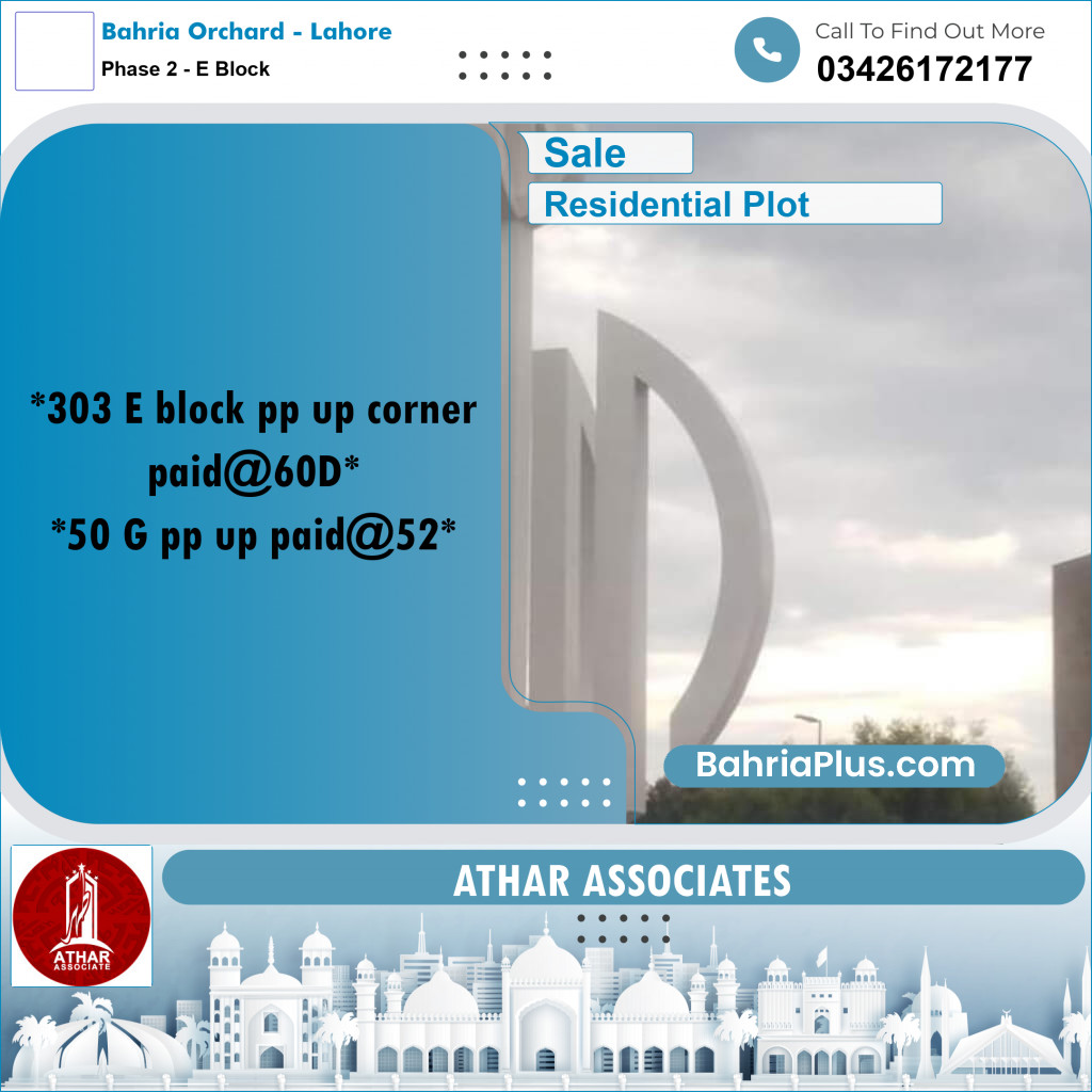 5 Marla Residential Plot for Sale in Phase 2 - E Block -  Bahria Orchard, Lahore - (BP-283597)