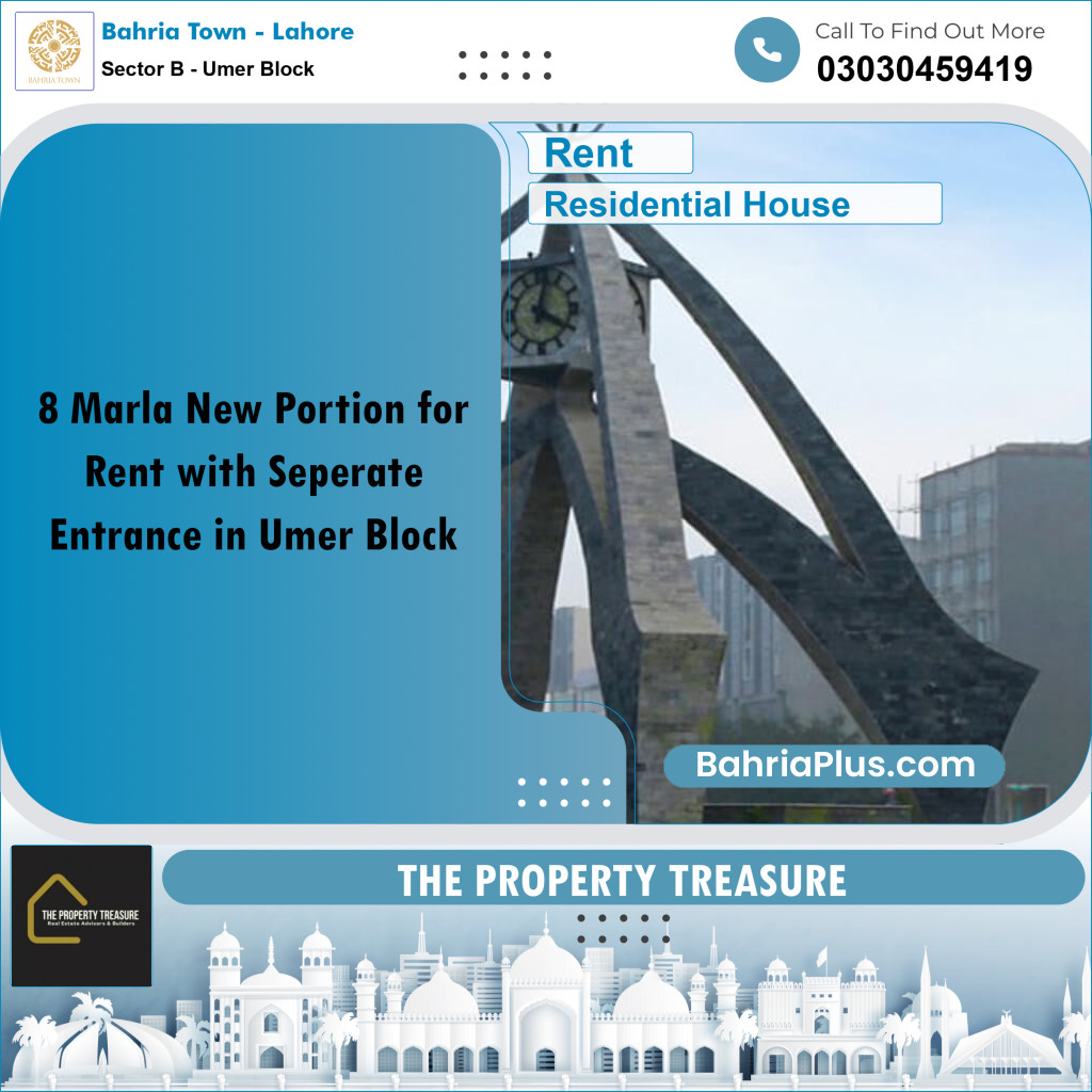 8 Marla Residential House for Rent in Sector B - Umer Block -  Bahria Town, Lahore - (BP-283652)