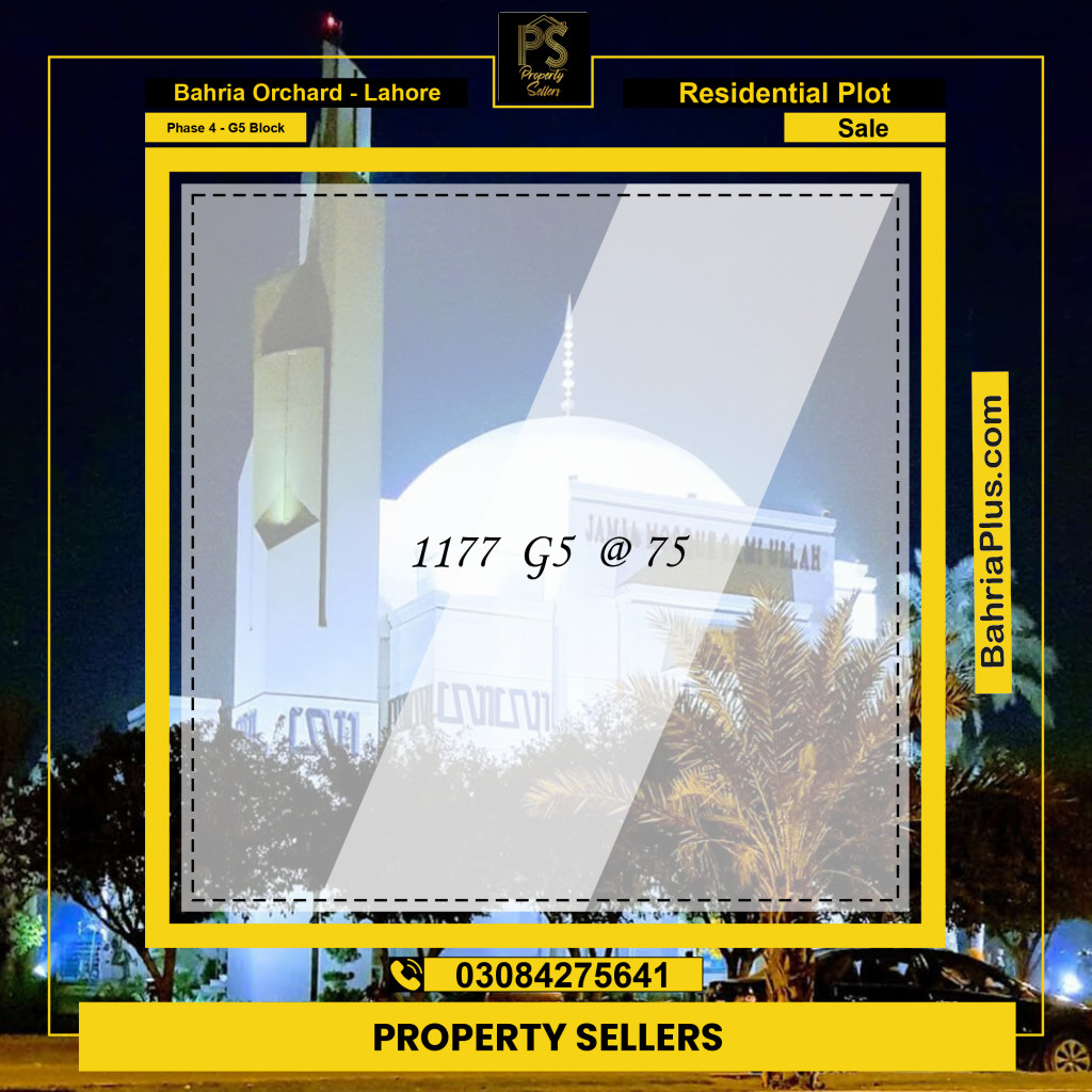 10 Marla Residential Plot for Sale in Phase 4 - G5 Block -  Bahria Orchard, Lahore - (BP-283702)