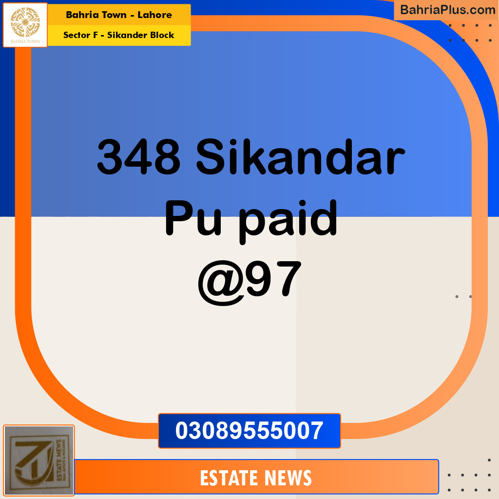 Residential Plot for Sale in Sector F - Sikander Block -  Bahria Town, Lahore - (BP-283713)