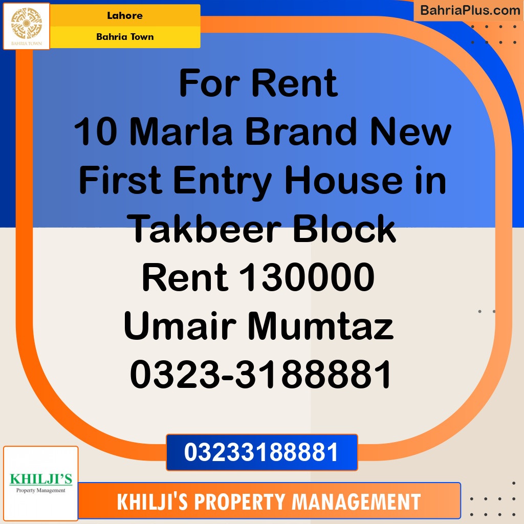 Residential House for Rent in Bahria Town, Lahore - (BP-283755)