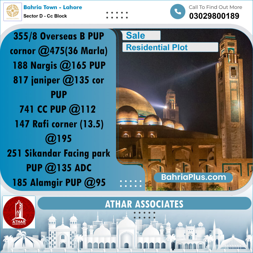 5 Marla Residential Plot for Sale in Sector D - CC Block -  Bahria Town, Lahore - (BP-283842)