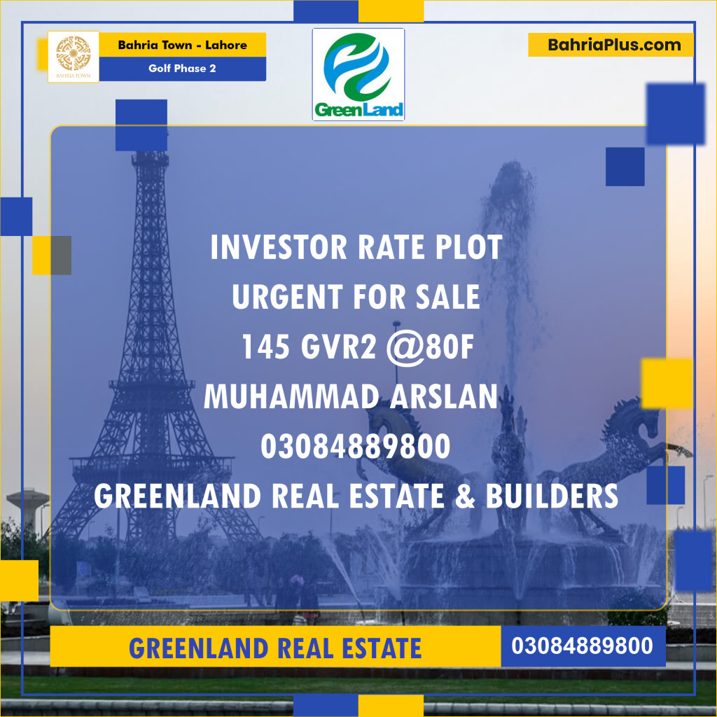 10 Marla Residential Plot for Sale in Golf Phase 2 -  Bahria Town, Lahore - (BP-283874)