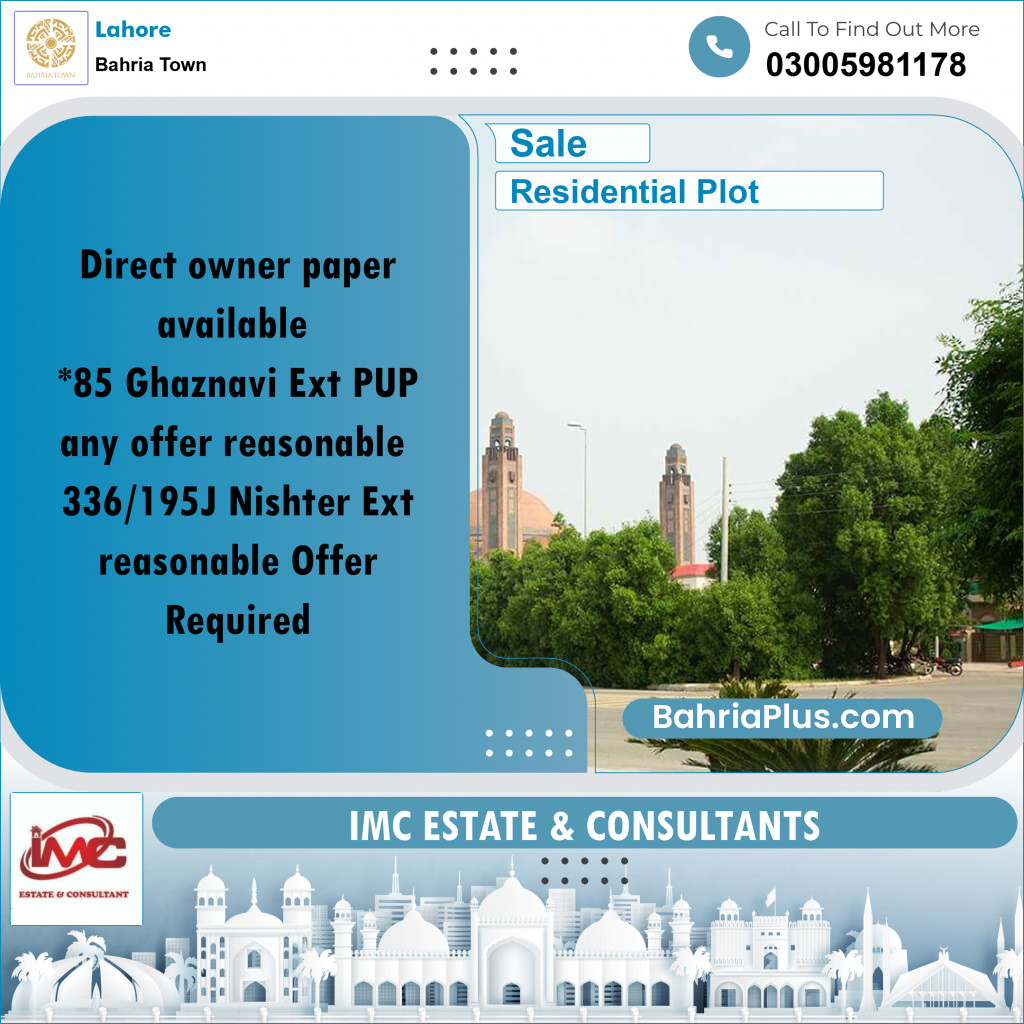 Residential Plot for Sale in Bahria Town, Lahore - (BP-283910)
