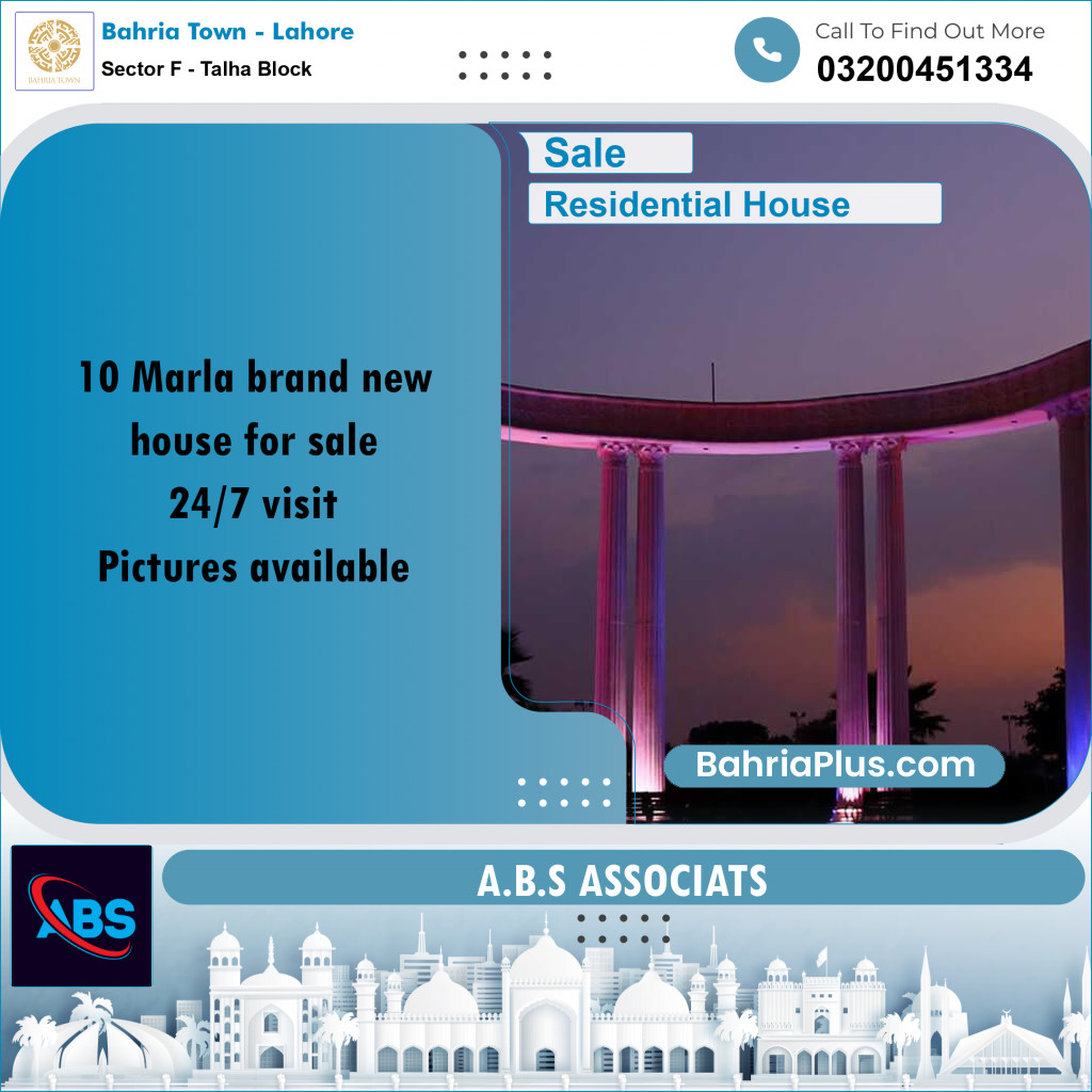 10 Marla Residential House for Sale in Sector F - Talha Block -  Bahria Town, Lahore - (BP-283916)