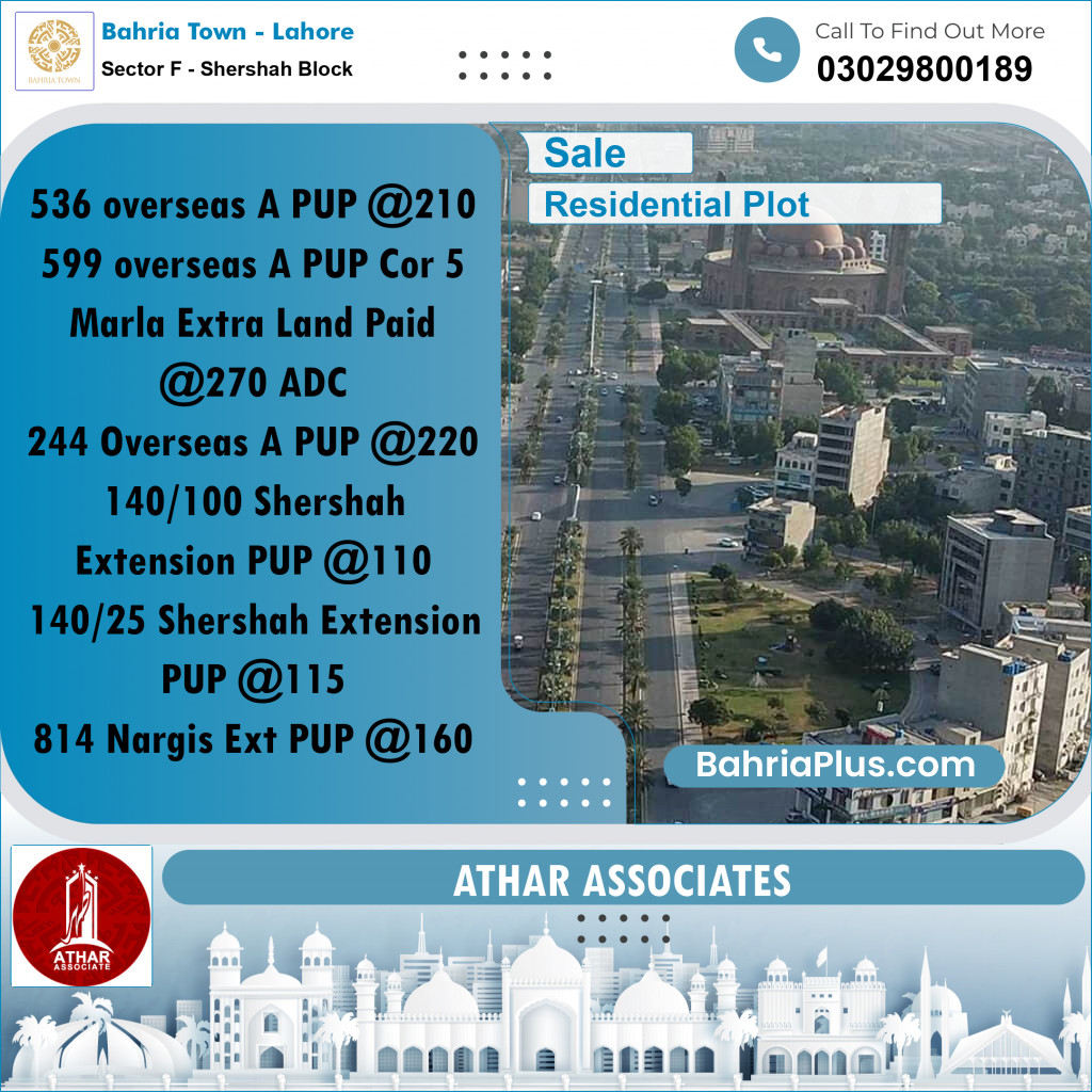 5 Marla Residential Plot for Sale in Sector F - Shershah Block -  Bahria Town, Lahore - (BP-283947)