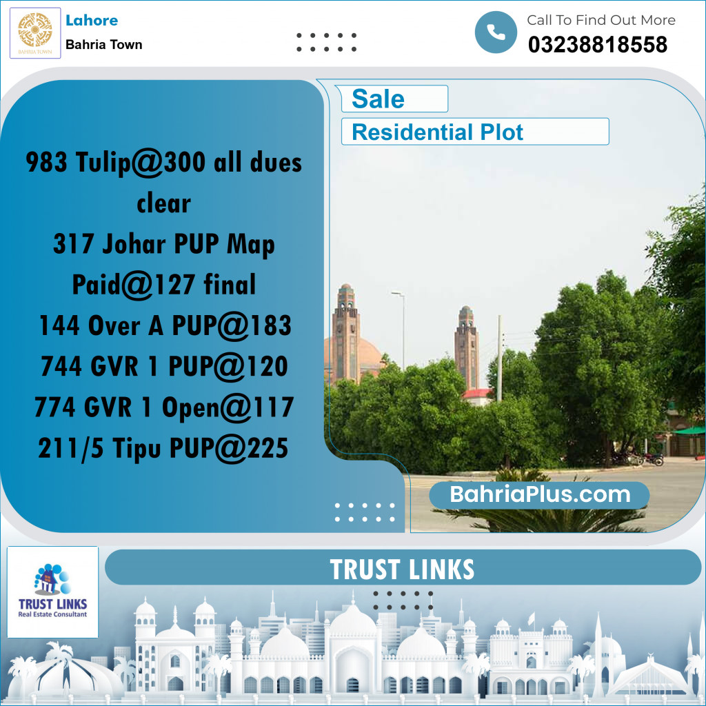 Residential Plot for Sale in Bahria Town, Lahore - (BP-283956)