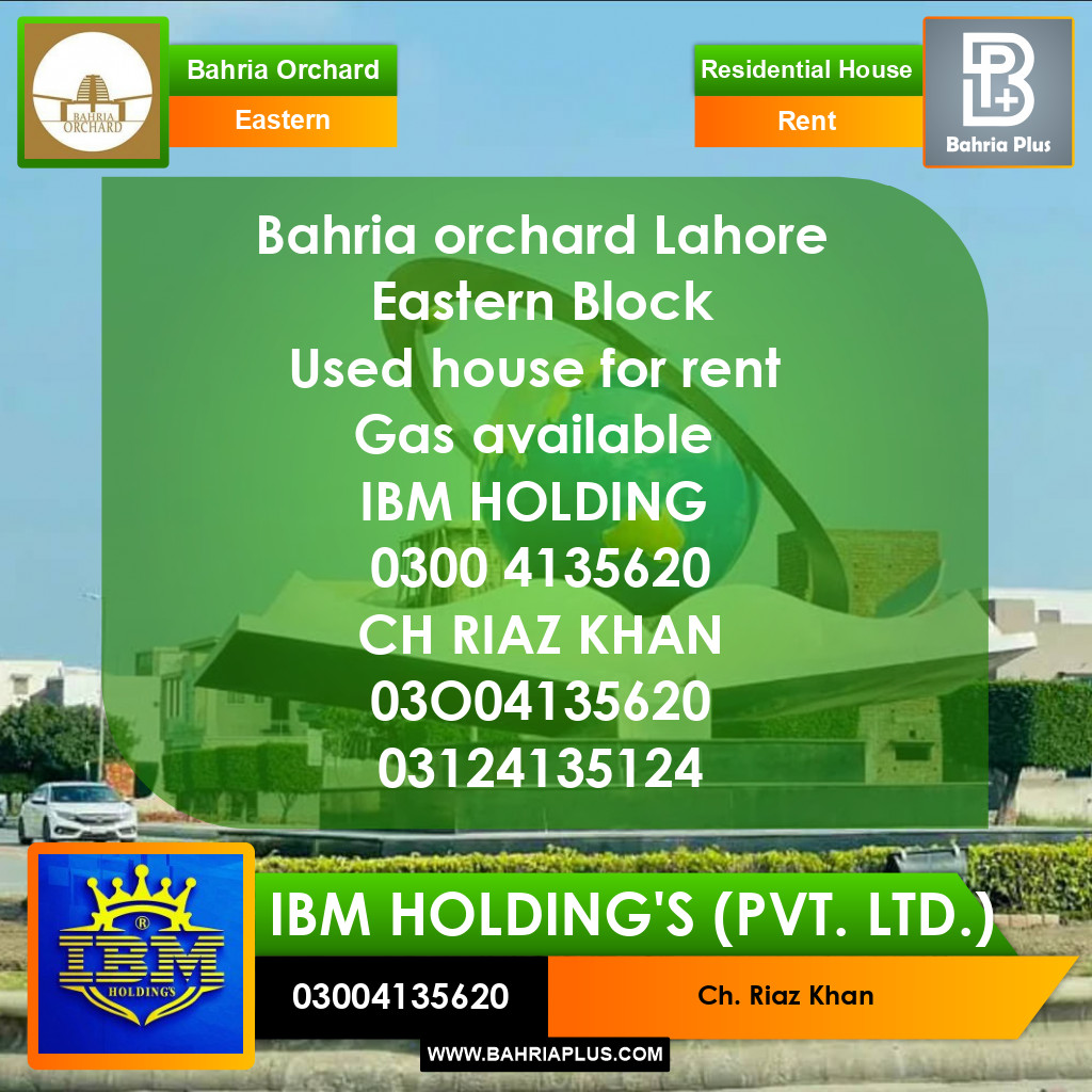 5 Marla Residential House for Rent in Phase 1 - Eastern District -  Bahria Orchard, Lahore - (BP-283957)