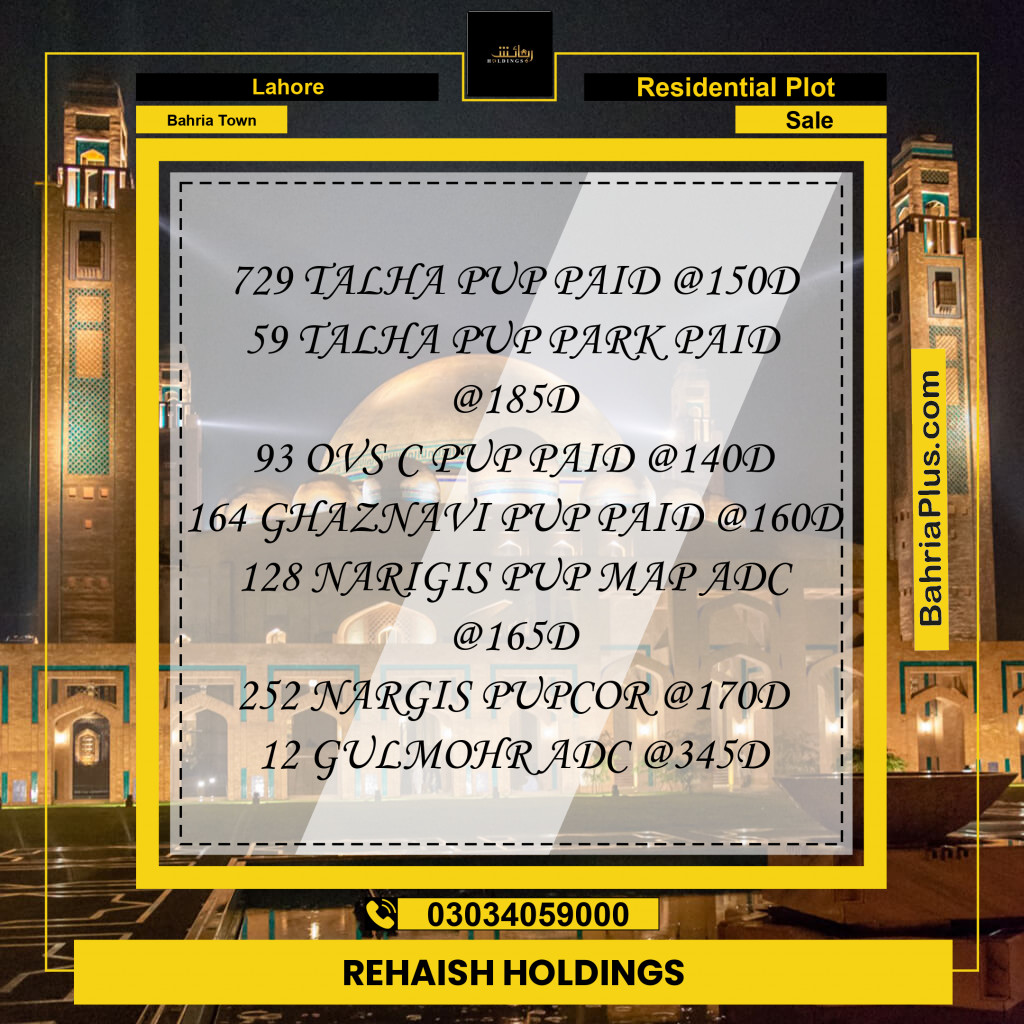 Residential Plot for Sale in Bahria Town, Lahore - (BP-284003)