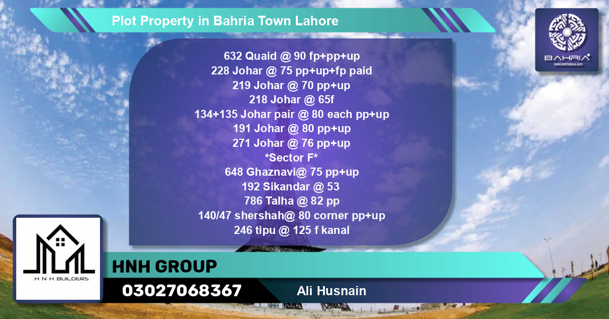 Residential Plot for Sale in Bahria Town, Lahore - (BP-28410)
