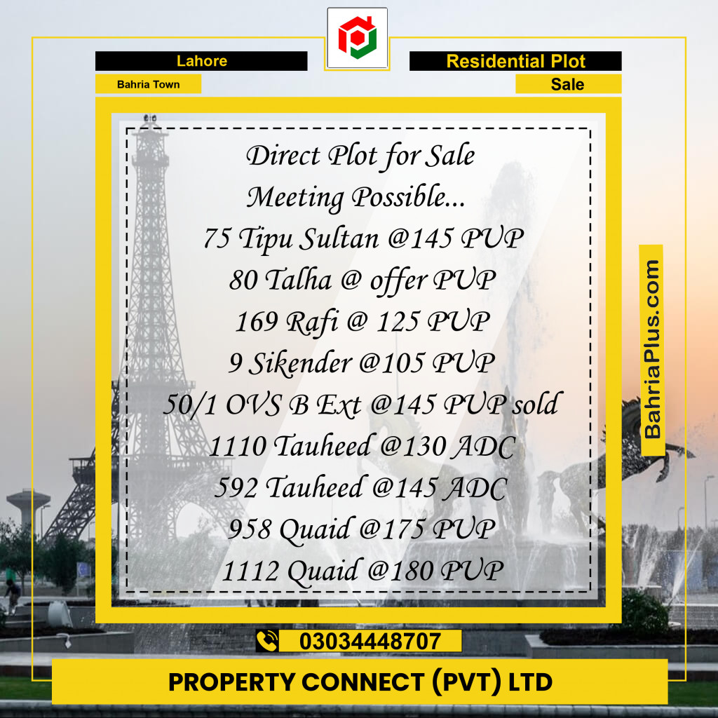 Residential Plot for Sale in Bahria Town, Lahore - (BP-284112)
