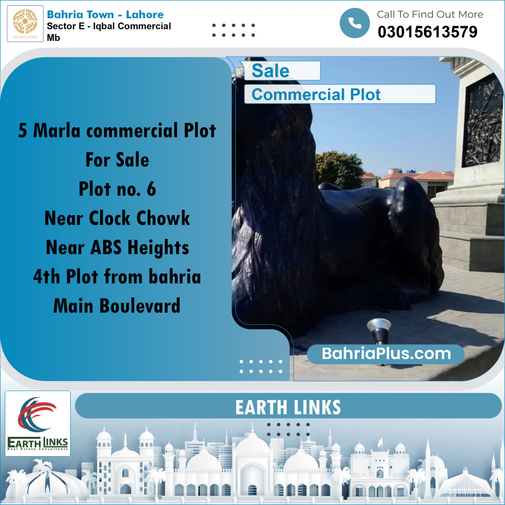 5 Marla Commercial Plot for Sale in Sector E - Iqbal Commercial MB -  Bahria Town, Lahore - (BP-284141)