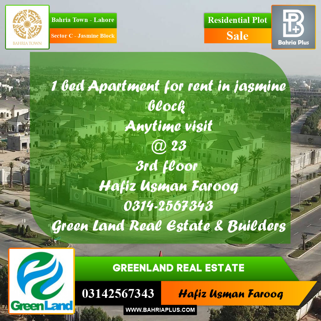 500 Sq. Ft. Residential Plot for Sale in Sector C - Jasmine Block -  Bahria Town, Lahore - (BP-284161)