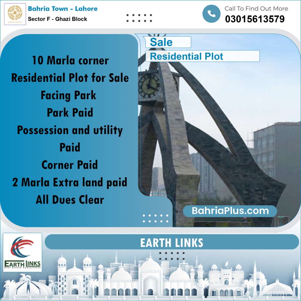 12 Marla Residential Plot for Sale in Sector F - Ghazi Block -  Bahria Town, Lahore - (BP-284164)