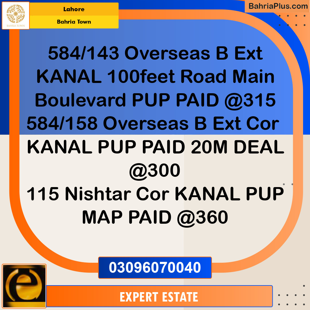 1 Kanal Residential Plot for Sale in Bahria Town, Lahore - (BP-284197)