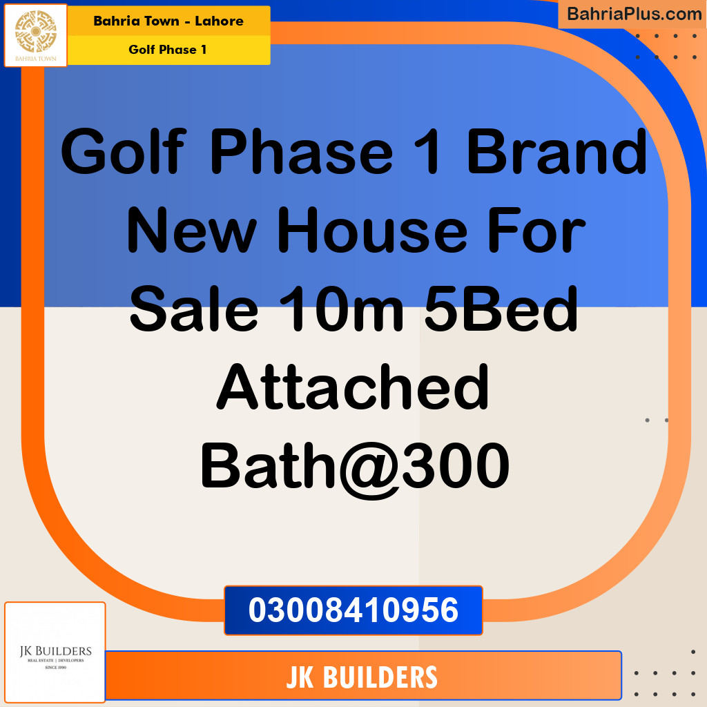 10 Marla Residential House for Sale in Golf Phase 1 -  Bahria Town, Lahore - (BP-284204)