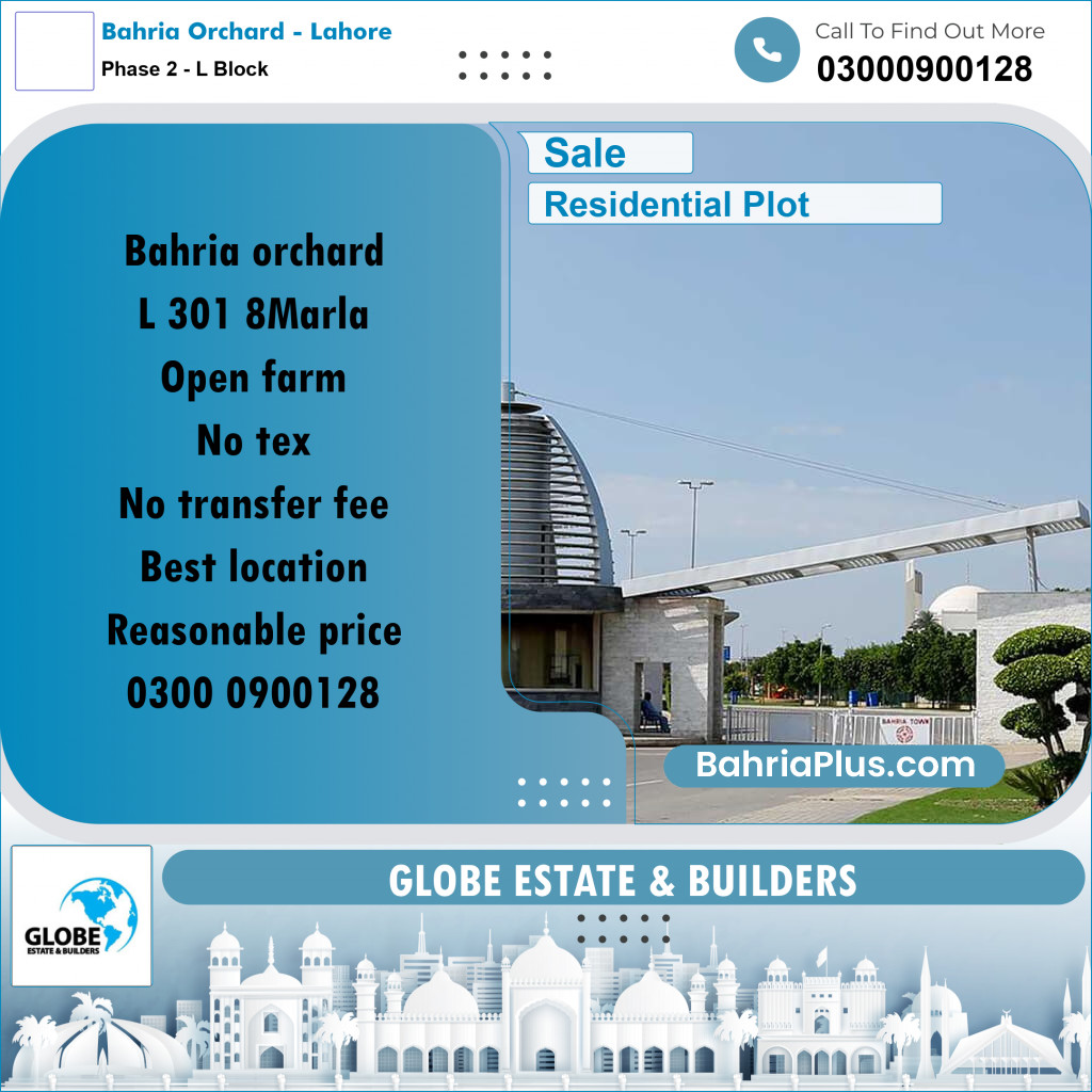 8 Marla Residential Plot for Sale in Phase 2 - L Block -  Bahria Orchard, Lahore - (BP-284212)