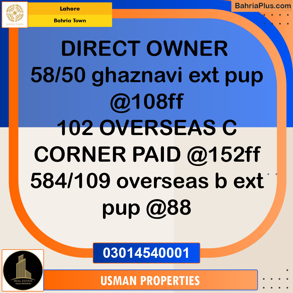 Residential Plot for Sale in Bahria Town, Lahore - (BP-284214)