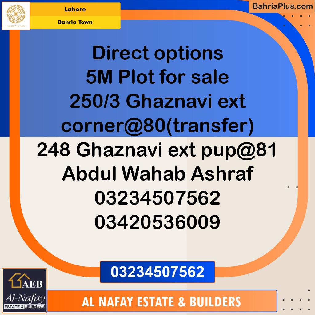 Residential Plot for Sale in Bahria Town, Lahore - (BP-284247)