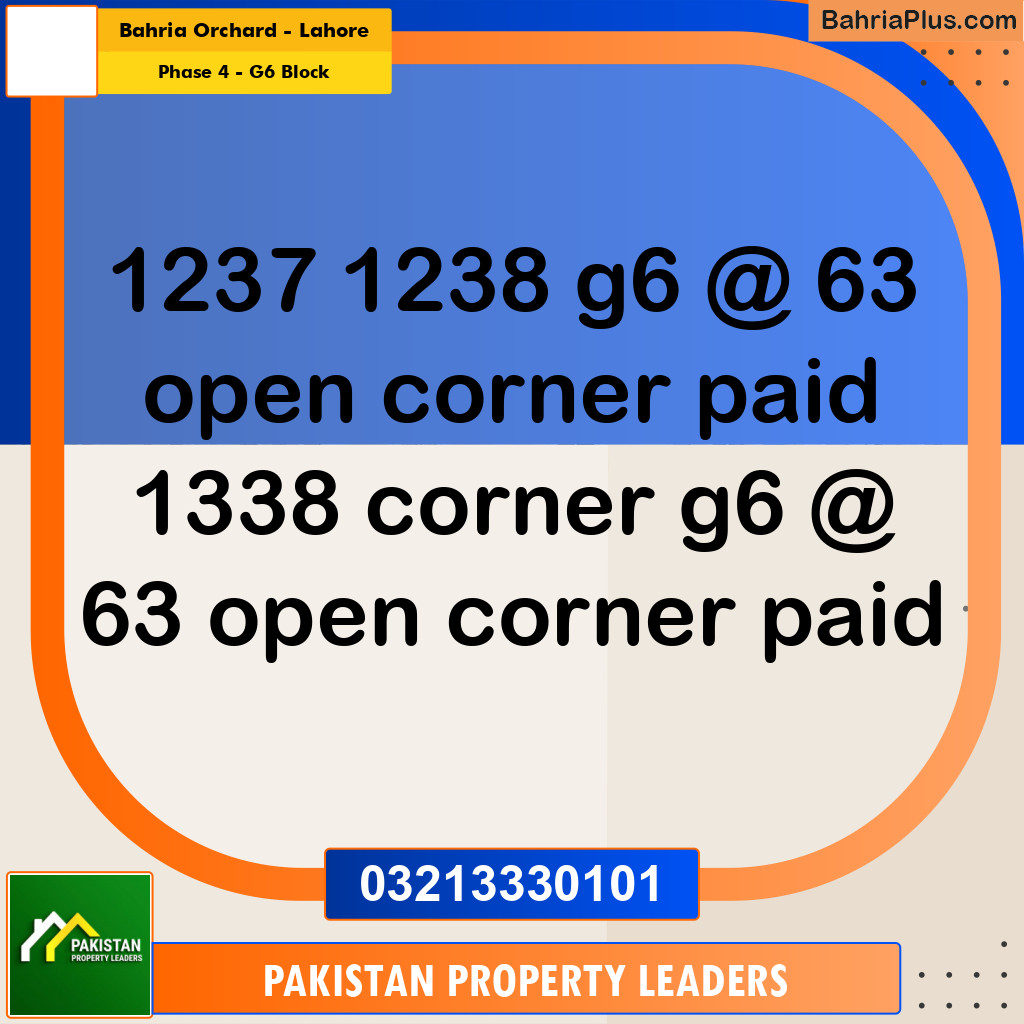 10 Marla Residential Plot for Sale in Phase 4 - G6 Block -  Bahria Orchard, Lahore - (BP-284326)