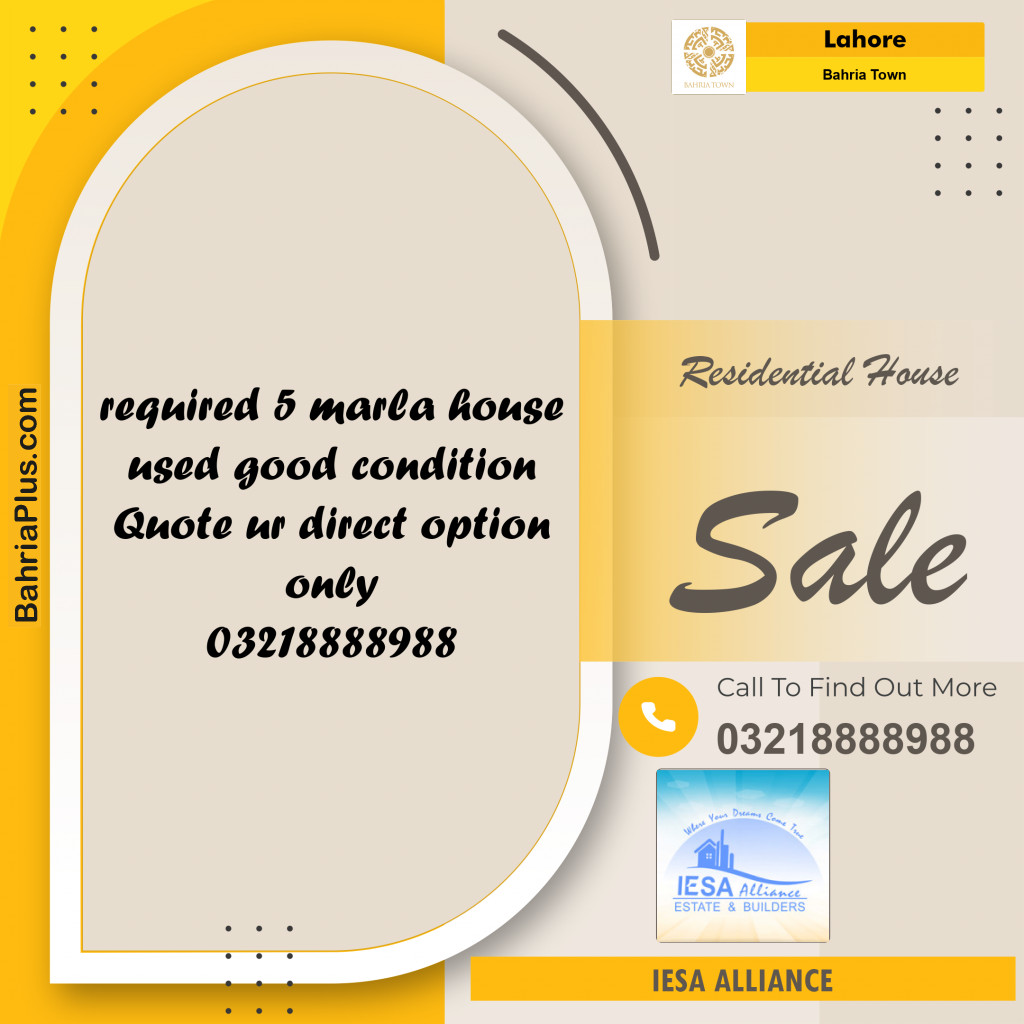Residential House for Sale in Bahria Town, Lahore - (BP-284354)