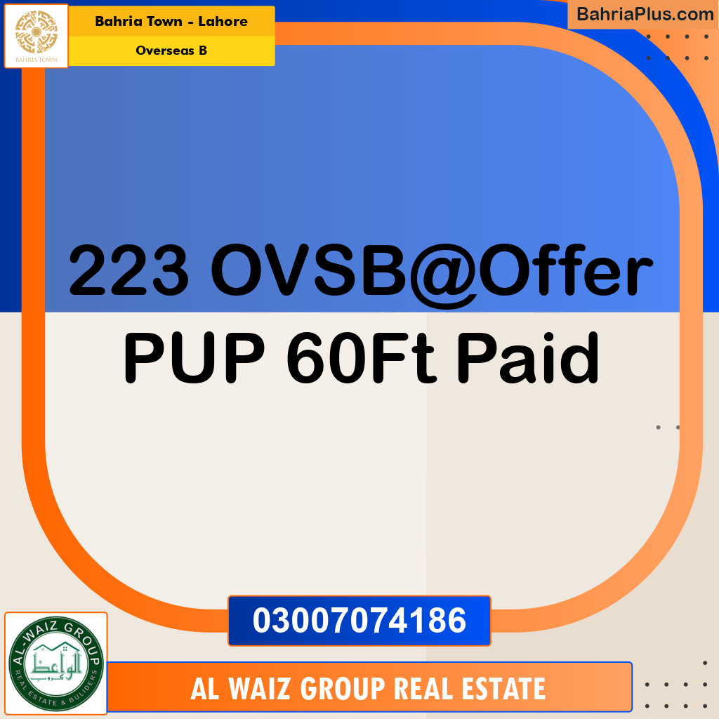 20 Marla Residential Plot for Sale in Overseas B -  Bahria Town, Lahore - (BP-284357)