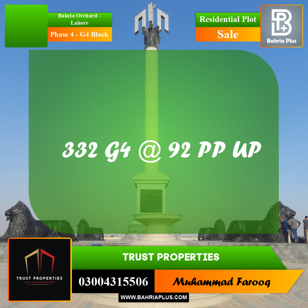10 Marla Residential Plot for Sale in Phase 4 - G4 Block -  Bahria Orchard, Lahore - (BP-284427)