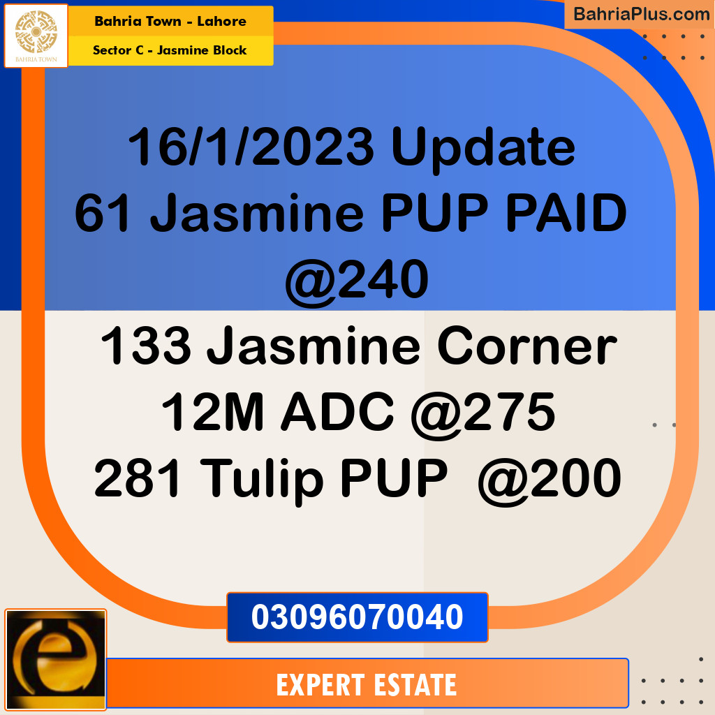 10 Marla Residential Plot for Sale in Sector C - Jasmine Block -  Bahria Town, Lahore - (BP-284429)