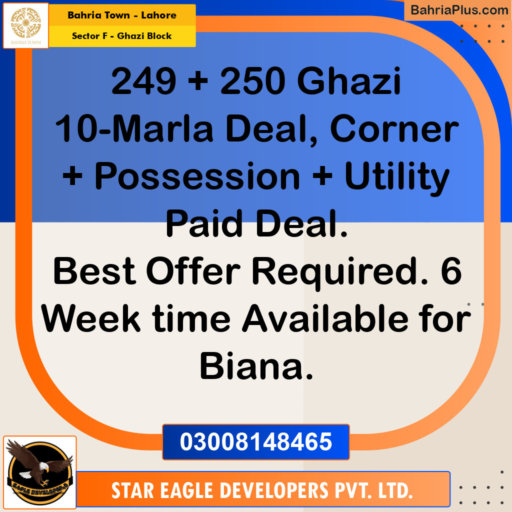 10 Marla Residential Plot for Sale in Sector F - Ghazi Block -  Bahria Town, Lahore - (BP-284443)