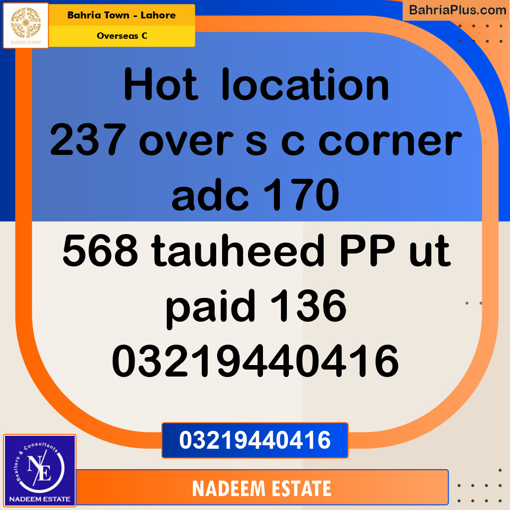 Residential Plot for Sale in Overseas C -  Bahria Town, Lahore - (BP-284450)