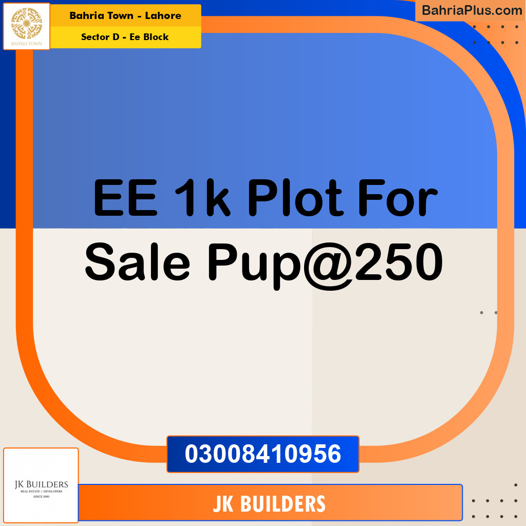 1 Kanal Residential Plot for Sale in Sector D - EE Block -  Bahria Town, Lahore - (BP-284453)
