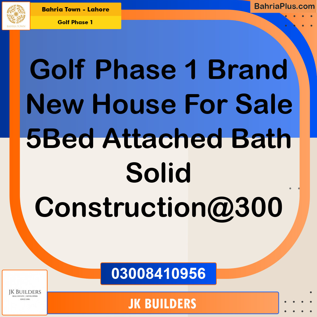 10 Marla Residential House for Sale in Golf Phase 1 -  Bahria Town, Lahore - (BP-284456)