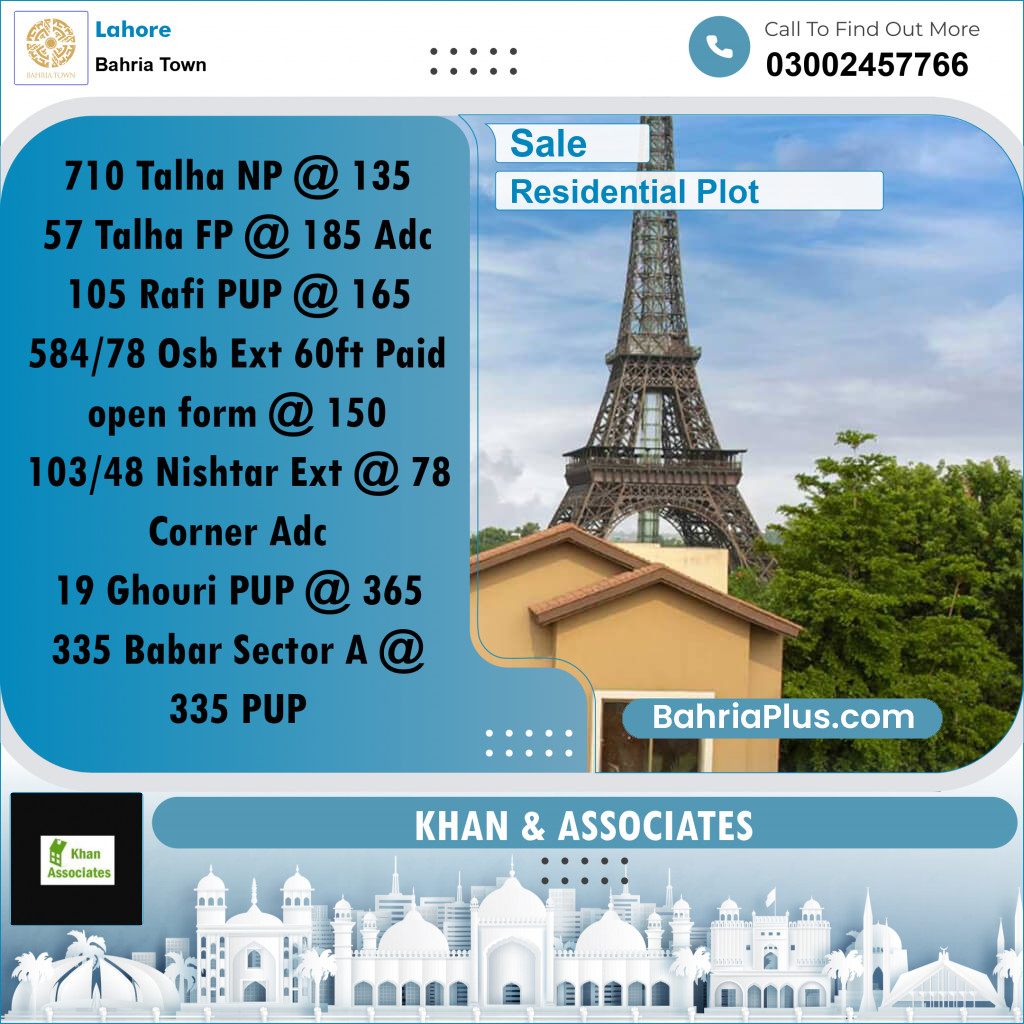 Residential Plot for Sale in Bahria Town, Lahore - (BP-284457)