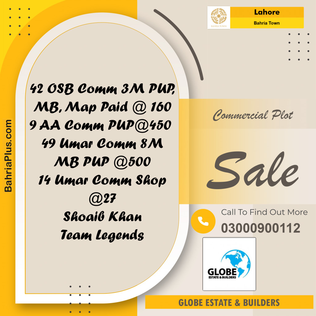 150 Sq. Ft. Commercial Plot for Sale in Bahria Town, Lahore - (BP-284466)