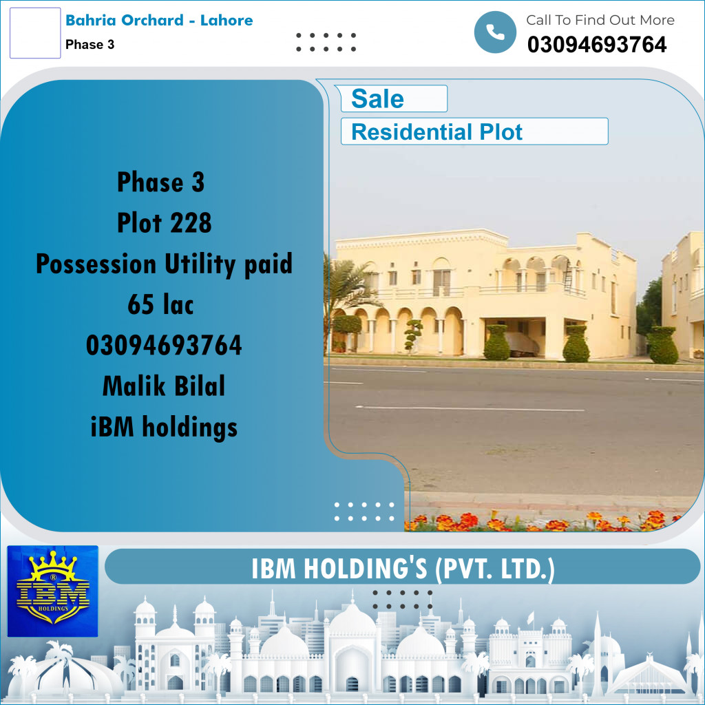8 Marla Residential Plot for Sale in Phase 3 -  Bahria Orchard, Lahore - (BP-284486)