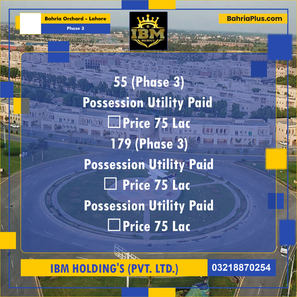 8 Marla Residential Plot for Sale in Phase 3 -  Bahria Orchard, Lahore - (BP-284514)