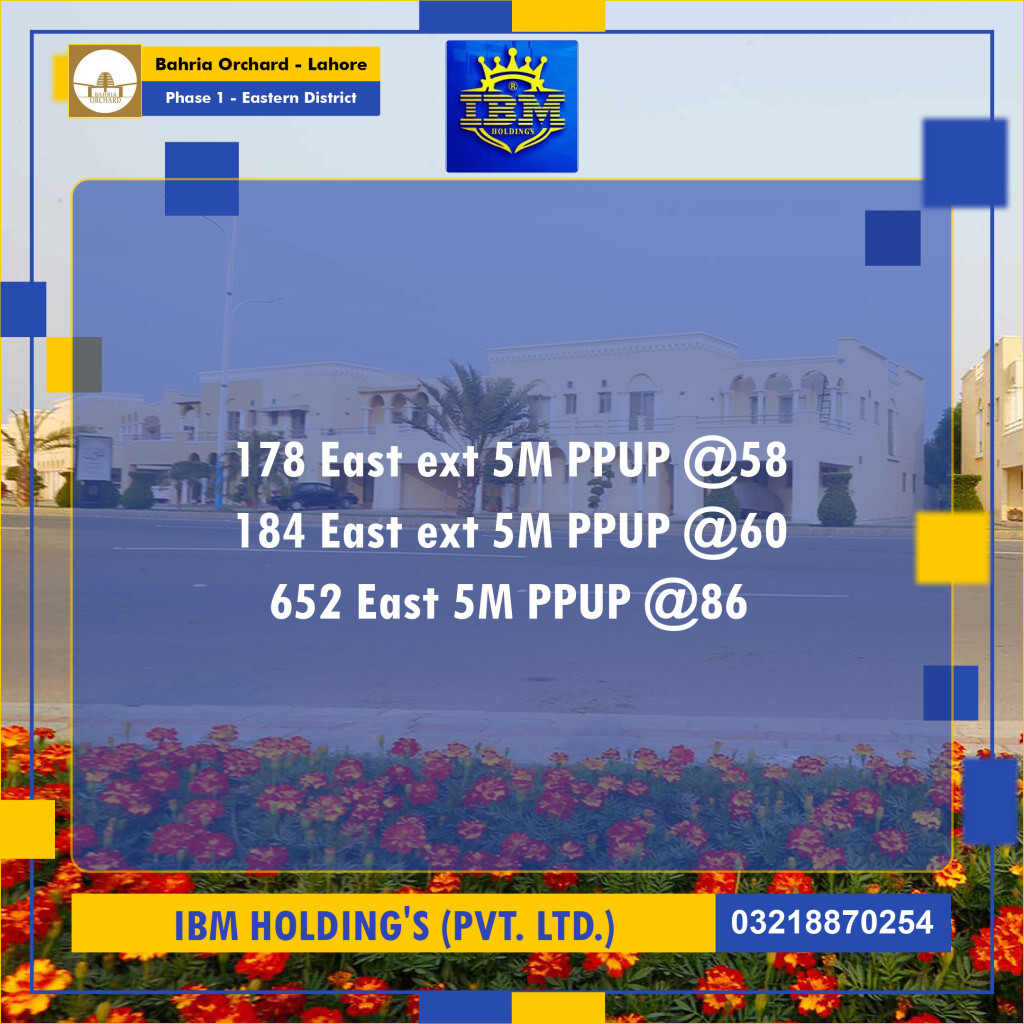 5 Marla Residential Plot for Sale in Phase 1 - Eastern District - Bahria Orchard, Lahore - (BP-284526)