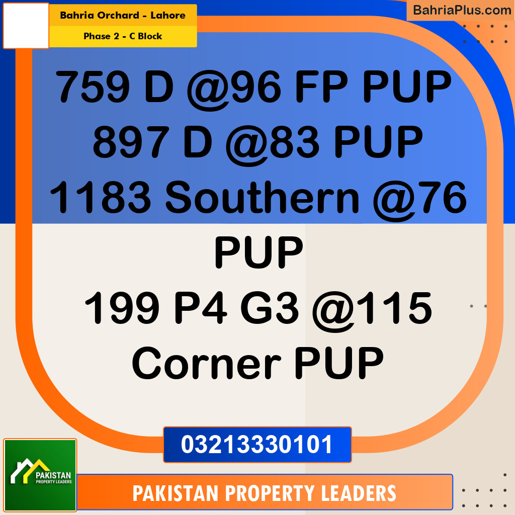 8 Marla Residential Plot for Sale in Phase 2 - C Block -  Bahria Orchard, Lahore - (BP-284545)