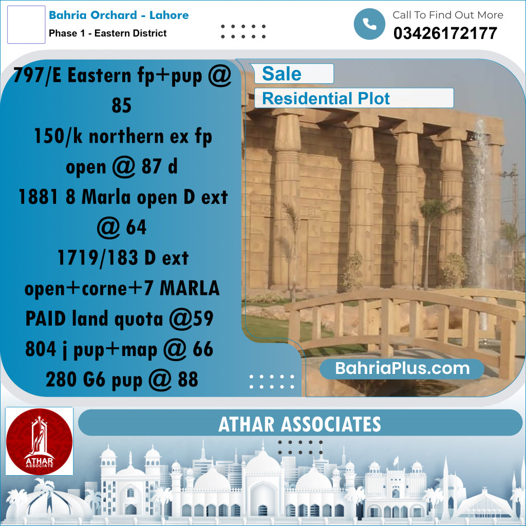 10 Marla Residential Plot for Sale in Phase 1 - Eastern District -  Bahria Orchard, Lahore - (BP-284546)