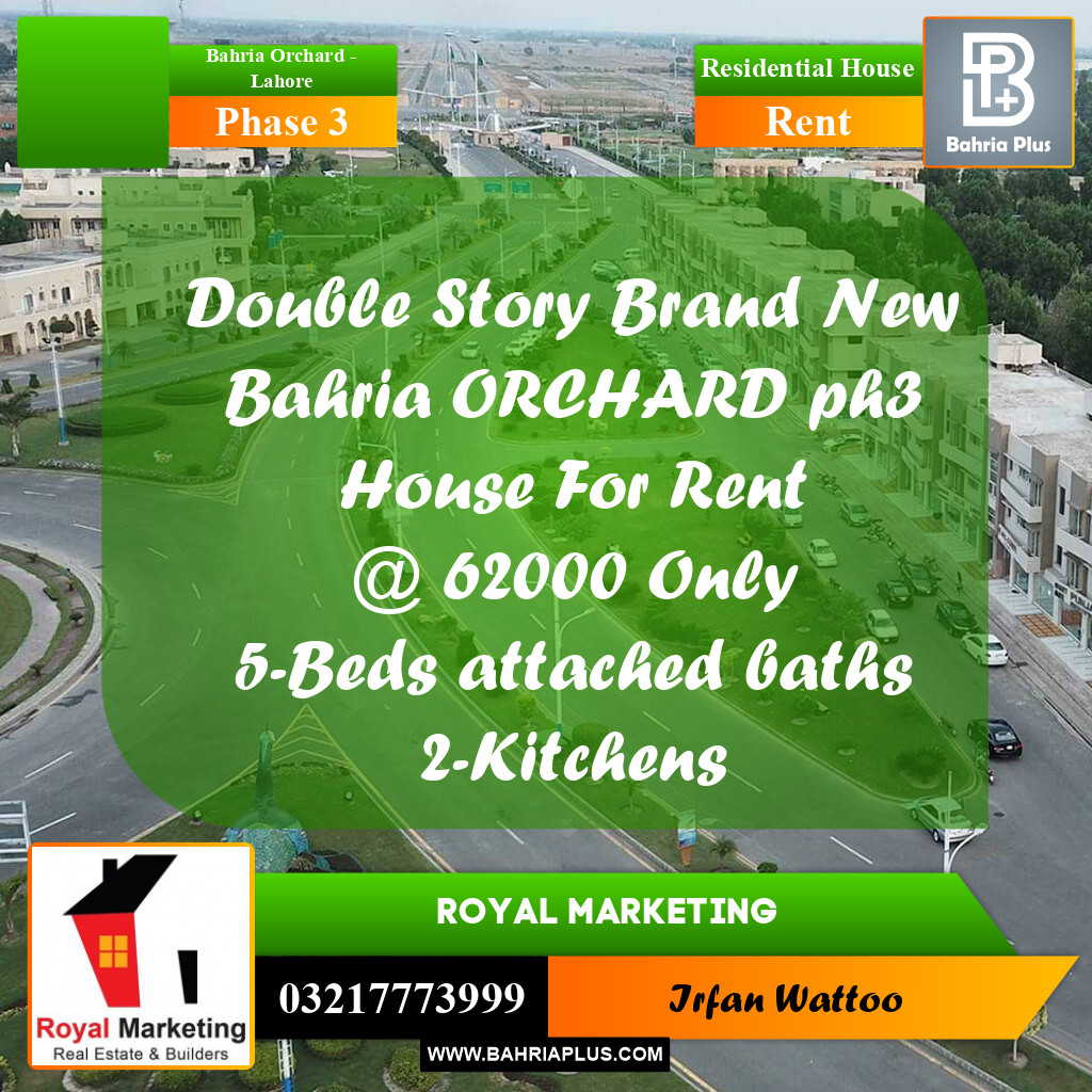 8 Marla Residential House for Rent in Phase 3 -  Bahria Orchard, Lahore - (BP-284558)