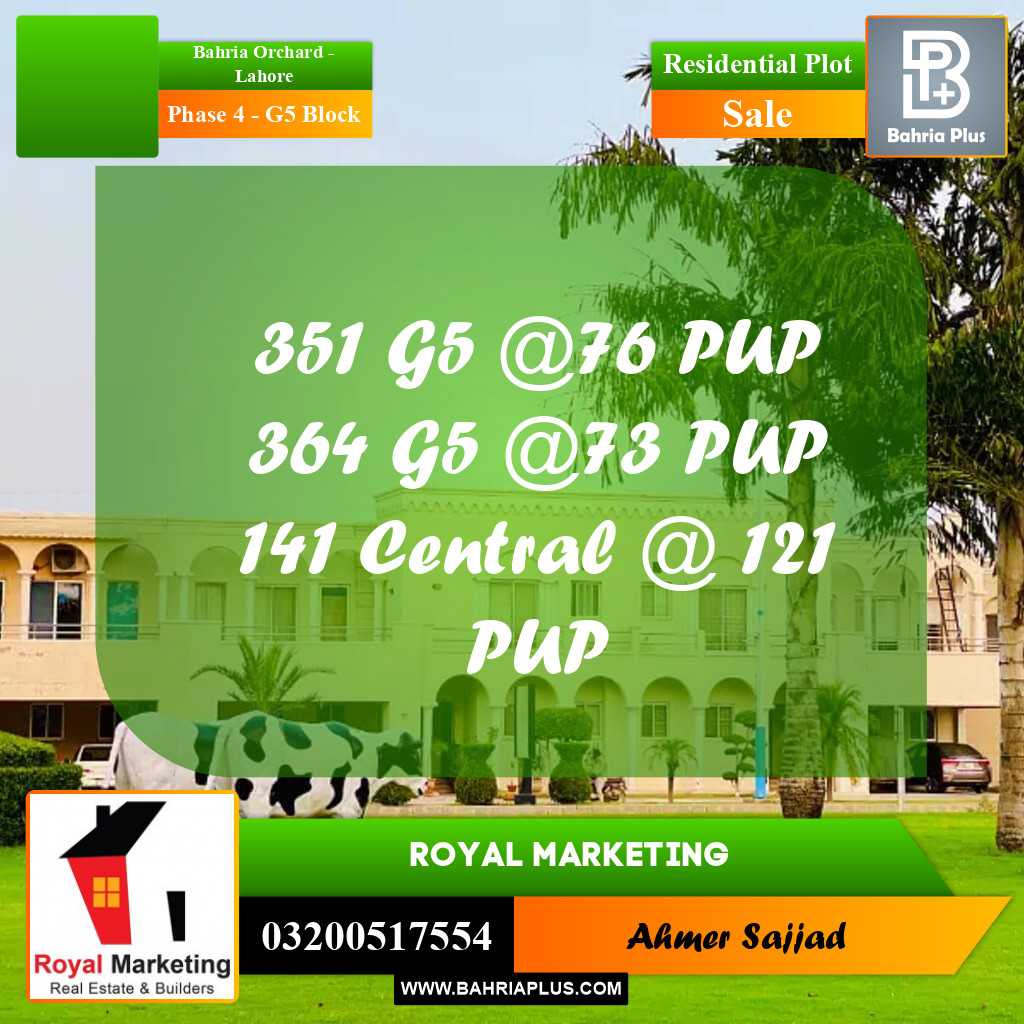 Residential Plot for Sale in Phase 4 - G5 Block -  Bahria Orchard, Lahore - (BP-284592)