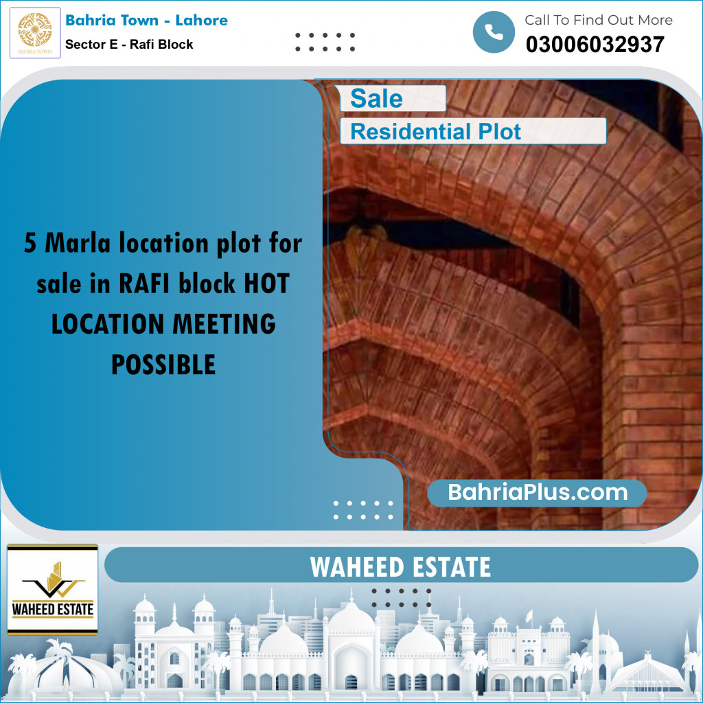 5 Marla Residential Plot for Sale in Sector E - Rafi Block -  Bahria Town, Lahore - (BP-284636)