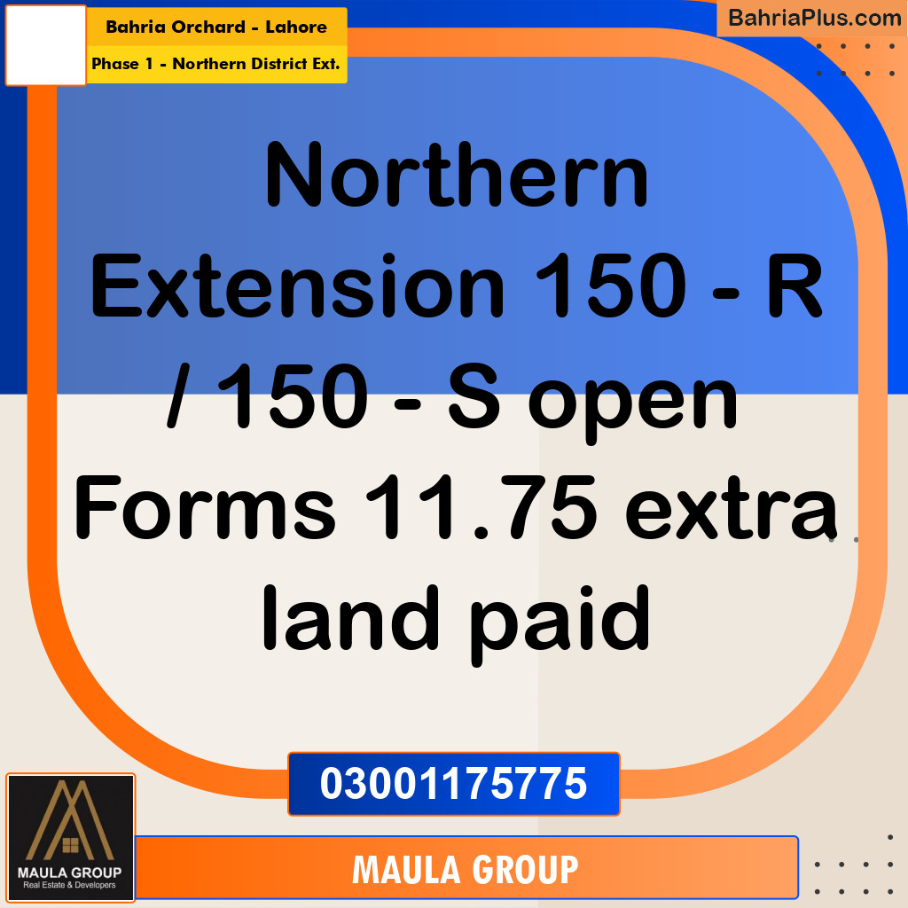 11.75 Marla Residential Plot for Sale in Phase 1 - Northern District Ext. -  Bahria Orchard, Lahore - (BP-284646)